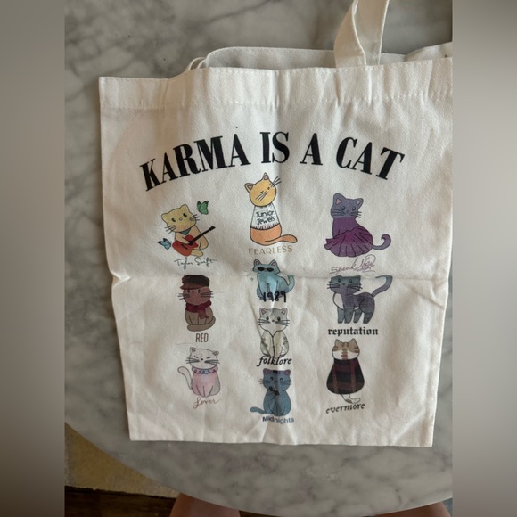Taylor Swift Custom Tote Bag - Karma is a Cat with all 12 albums (14x15’)/ - Picture 6 of 9